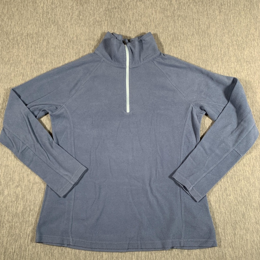 Columbia Fleece Pullover Womens Large Blue Quarter Zip Mock Neck Hiking Top‎